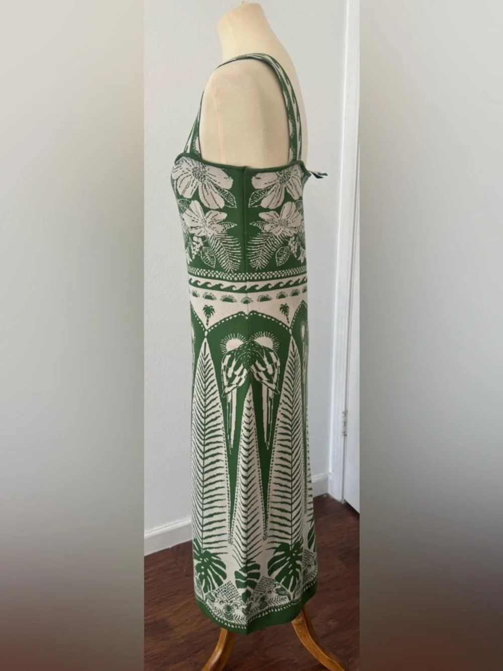 Farm Rio Macaw Jacquard Sweater Dress Fitted Square Neck Resort Vacation Large - Picture 2 of 12